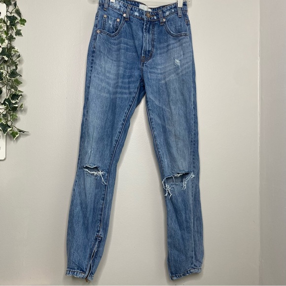 One tea Spoon High Waist Freebird Light Wash Distressed Skinny Jeans size 24 - Picture 5 of 10